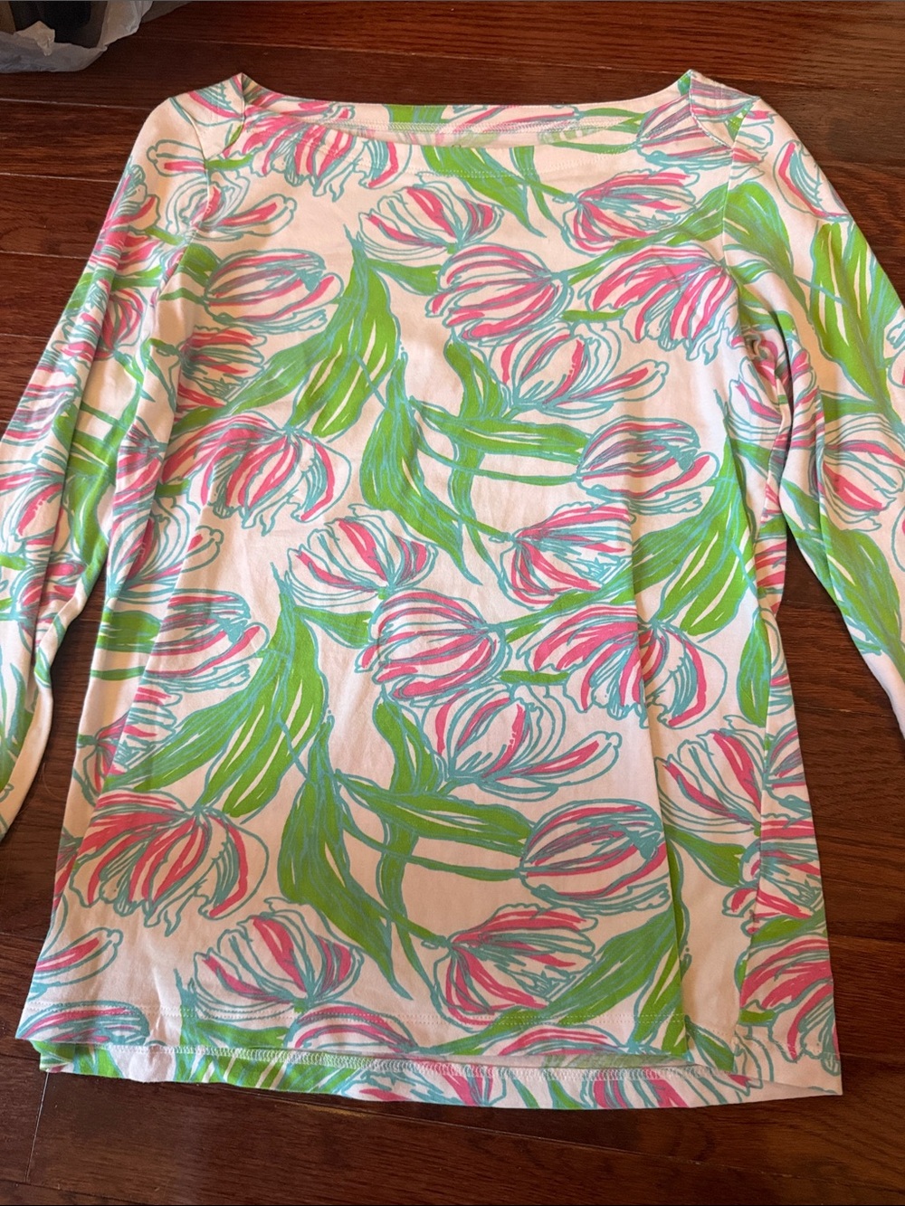 Lilly Pulitzer Pink & Green Floral Long Sleeve Tee